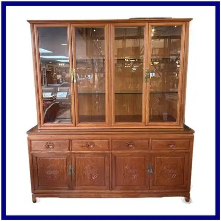 Chinese Ming Style Rosewood Two-piece Display Cabinet