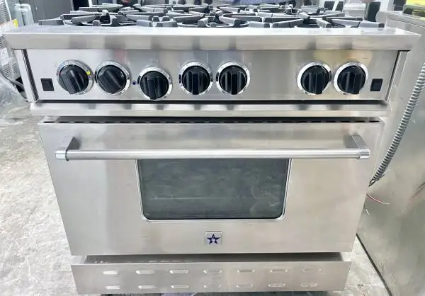36 Inch BlueStar 6 Burner All Gas Range , Convection Oven , Stainless
