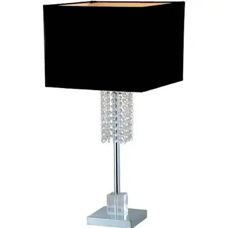 Adelyn 27 Square Modern Chrome and Black Crystal Table