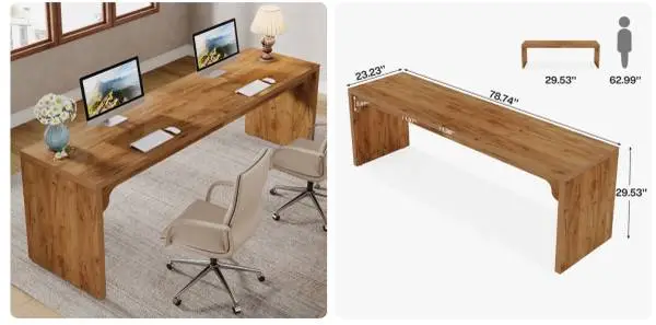 78.7 Wood, 2 Person Desk Double Desk MUST GO