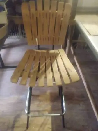 Swivel Metal And Wood Chair