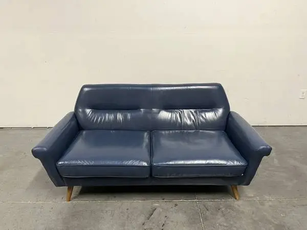 Leather Loveseat Midcentury Modern Style