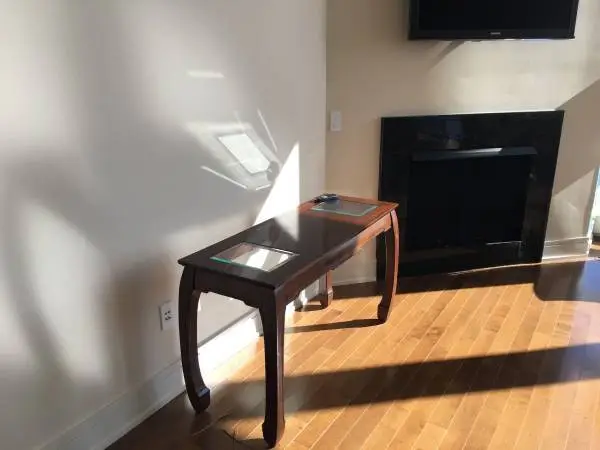 Console Table wood with 2 Beveled Glass Inserts
