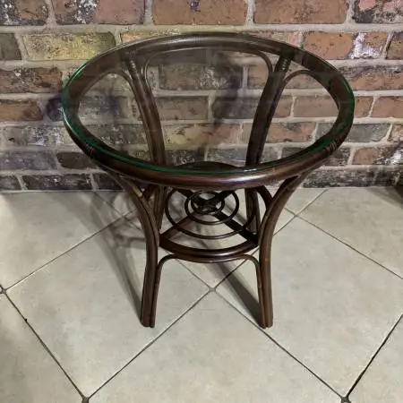 Pier 1 Bamboo Table with Glass Top