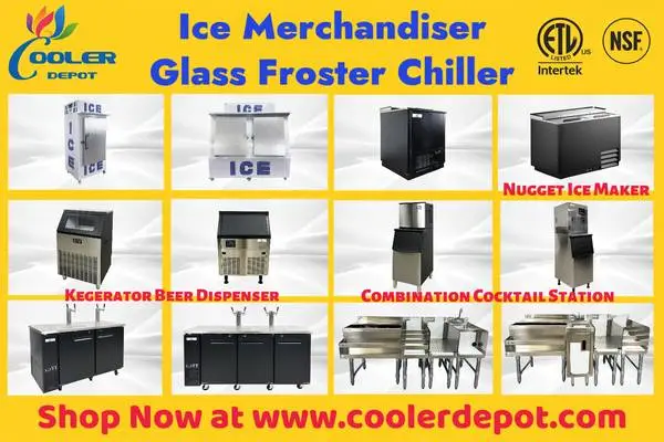 Outdoor Cold Wall Ice Merchandiser Ice Storage Glass Froster Chiller
