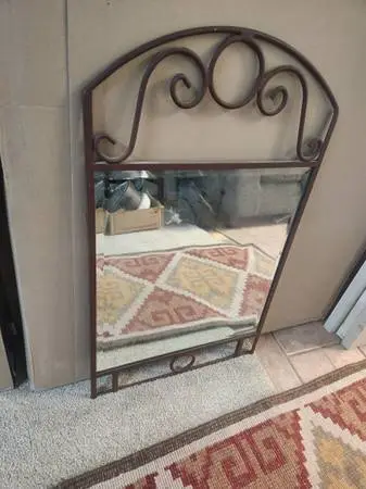 Nice solid iron framed beveled glass mirror(s)
