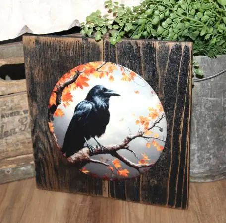 NEW Rustic Dark Moody Raven Crow Black Bird Trio & Branch Wall Decor