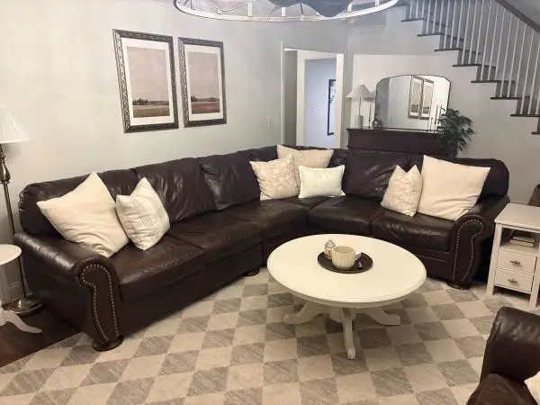 Leather sectional and chair