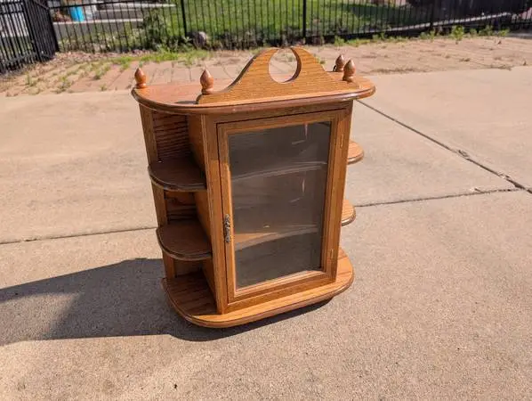 Wall hanging Oak Curio cabinet