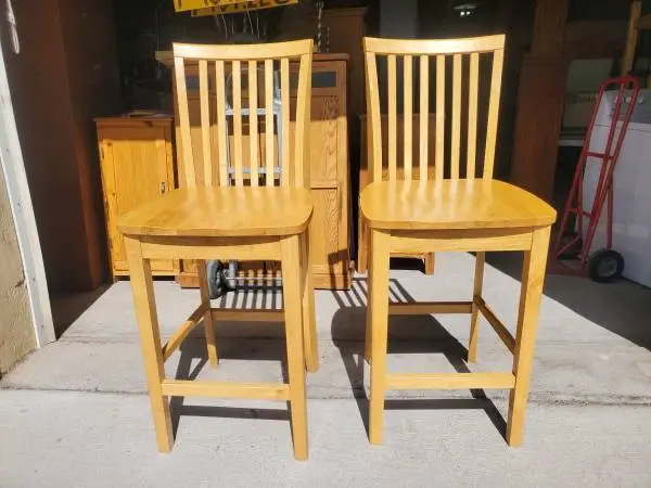 2 solid wood barstools