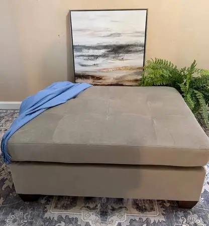 NEW Gray Fabric Ottoman