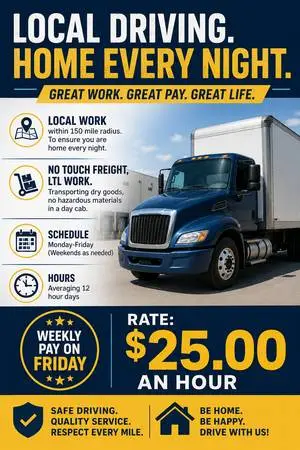 Now Hiring Local CDL Driver – Home Every Night