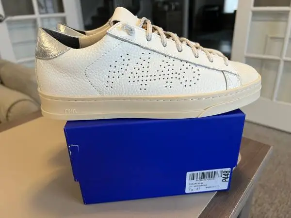 P448 Women’s John Sneakers White Leather Sz 37 / 7 US
