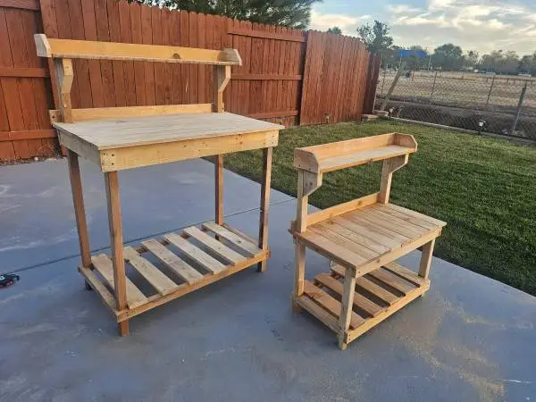 Potting garden table work bench outdoor bar wood