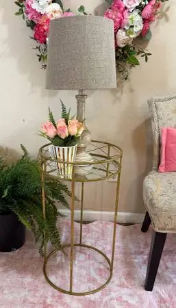 Gold Side Table with Mirror Top-PRICE REDUCED!