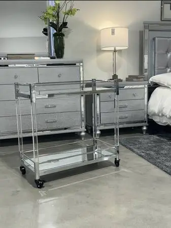 Rolling Two Tier Glass Bar For Kitchen, Bedroom ✨