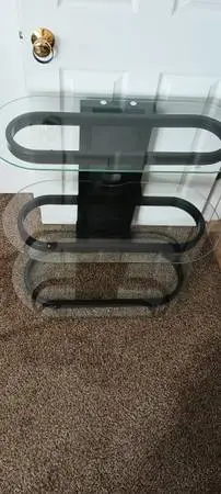 TV Stand, 3-tier glass