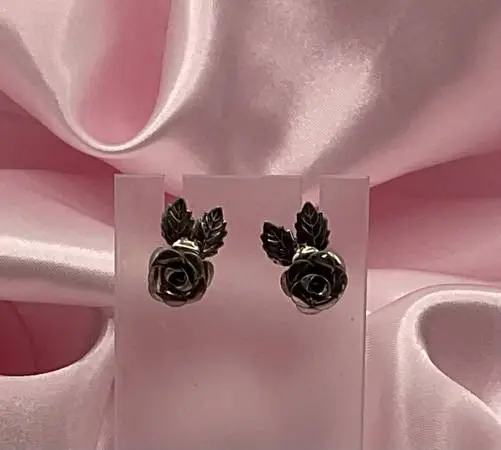 Vintage Sterling Silver Rose Earrings Screwback by Beau