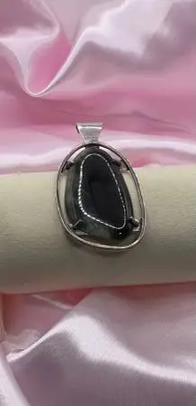 Sterling Silver & Seraphinite 3” x 1 1/2” Pendant