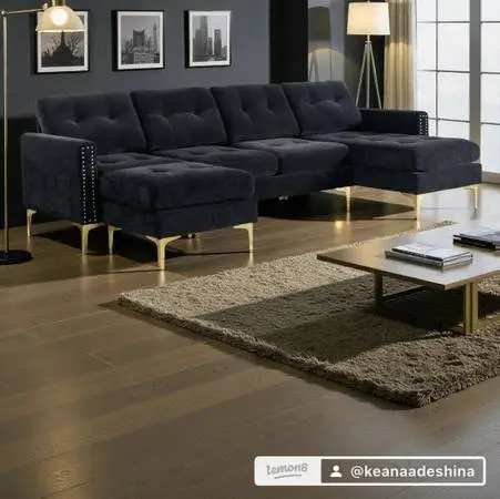 U Shape Sectional Sofa with Double Chaise Lounge