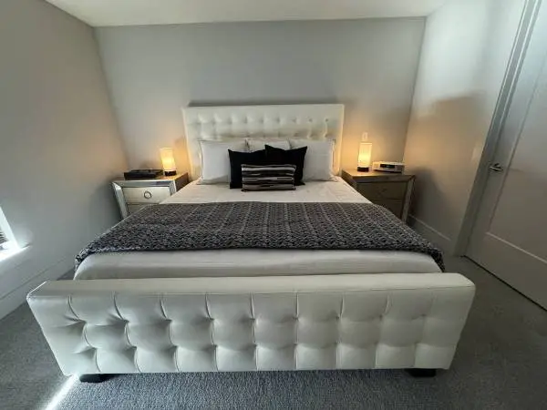 KING SIZE Bed Frame- White leather bed frame from Z Gallerie