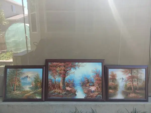 Set of 3 Beautiful Landscape Nature Oil Paintings