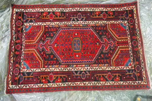 Persian Hand Knotted Rug Wool Vintage Red 5X3