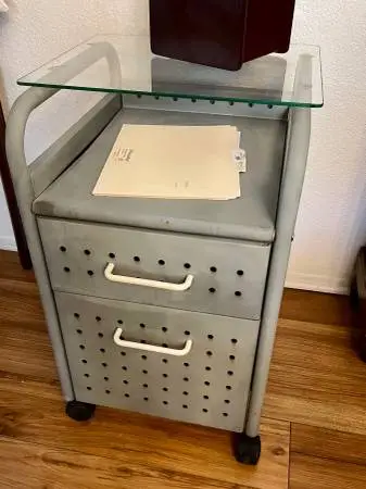 Chest of Drawers Filing Cabinet on Rollers Metal Industrial Vintage