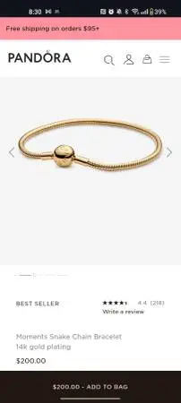 Pandora moments Snake chain bracelet