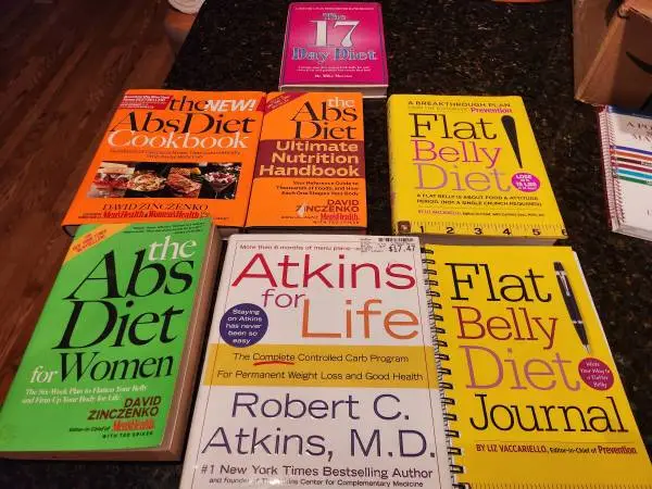 7 books- Abs Diet Atkins 17 Day Diet Flat Belly