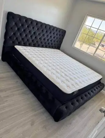 King $699, Queen $599 new in box bed frame w/mattress.