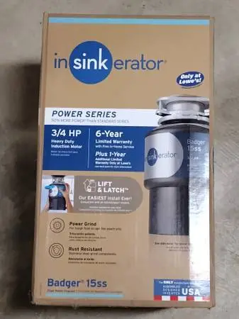 NIB! InSinkErator Badger 15ss Continuous feed 3/4-HP Garbage Disposal