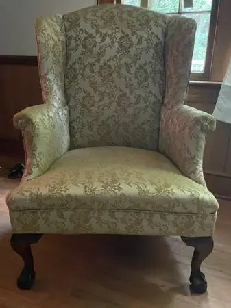 Antique Queen Anne Wingback Chair