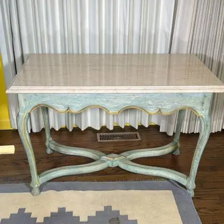 Louis XV French Provincial Style Marble-Top Console Table