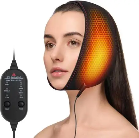 Yabuu Face Heating Pad for TMJ Relief,Heated Face Mask with 3 Heat and