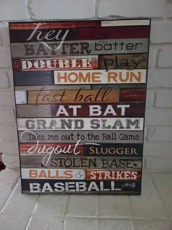 Wooden Baseball Sign
