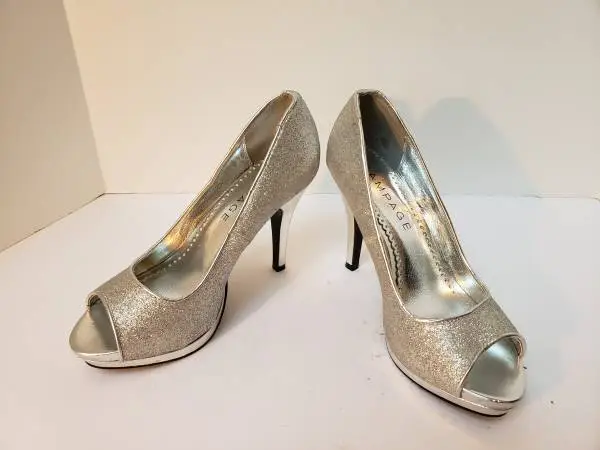 Silver Glitter Heels