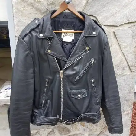 Vintage Bermans Leather Jacket Mens Black
