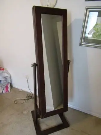 Full Length Mirror Wooden Armoire with Jewelry Case- Nice
