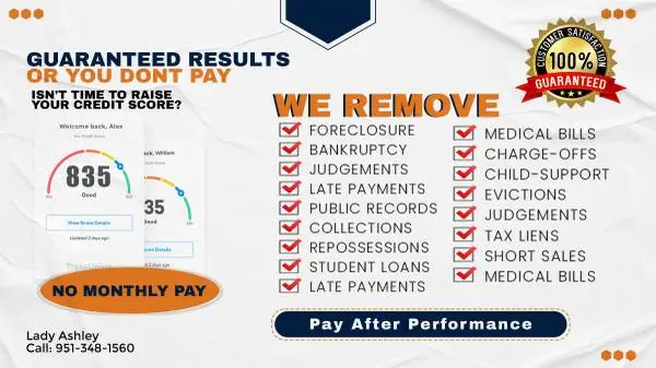 💯🥇☎️💯 PAY AFTER PERFORMANCE CREDIT REPAIR ☎️ 951-348-1560☎️