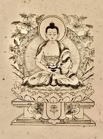 Buddha Woodblock Print Antique on Handmade Special Permanent Paper
