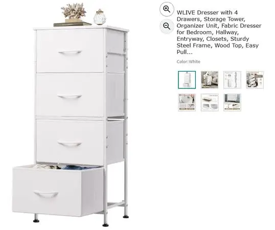 Brand-New WLIVE White 4-Drawer Dresser – New in Box - $25