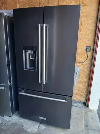 KitchenAid black stainless steel counter depth refrigerator