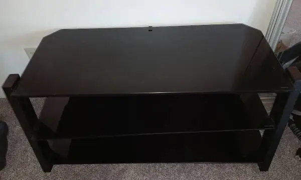 TV Stand - glass top - Moving so furniture giveaway