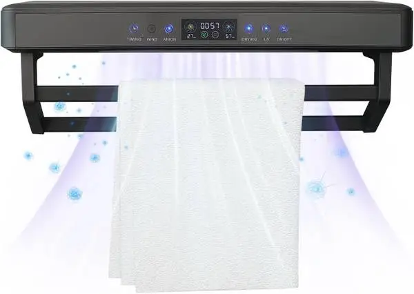 NEW 3-in-1 Heated Towel Rack UV Sanitization Air Purifier Smart Bathro