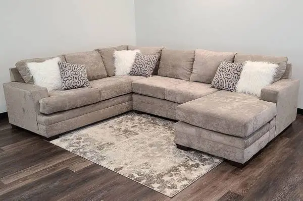 U Shaped Stationary Sectional With Accent Pillows