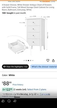 Brand new four drawer dresser