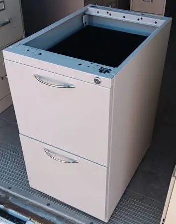 Pair Of Pedestals,2-Drawer,File Cabinets,Desk Bases,Light Gray,Rails