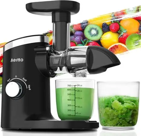 Aeitto Cold Press Slow Masticating Juicer, Triple Modes, Reverse, BLK