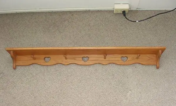 NEW SOLID OAK COAT RACK W/SHELF, 4 WIDE; 3/4 THICK; AMISH MADE